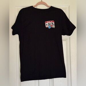 Black Graphic Tee with 'Hello I'm A DICK' Graphic